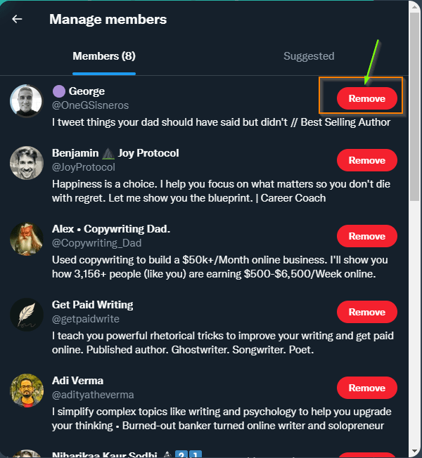 Remove Members from your Twitter lists